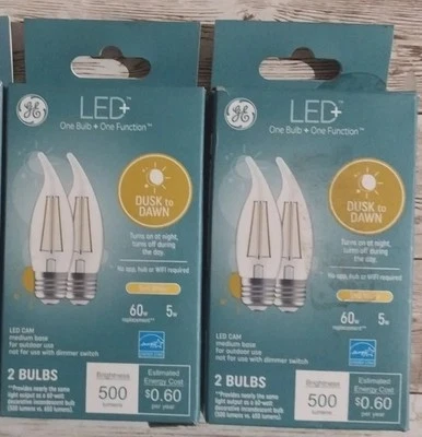 GE LED+ 60 Watt Eq Dusk to Dawn CA11 Soft White E26 Base Light Bulbs  (4-Bulbs)  - Image 1 of 4