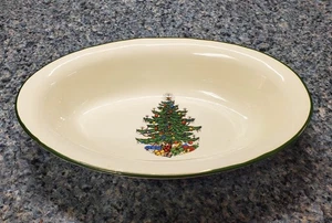 Cuthbertson Original Christmas Tree 9" Oval Vegetable Bowl England RETIRED - Picture 1 of 7