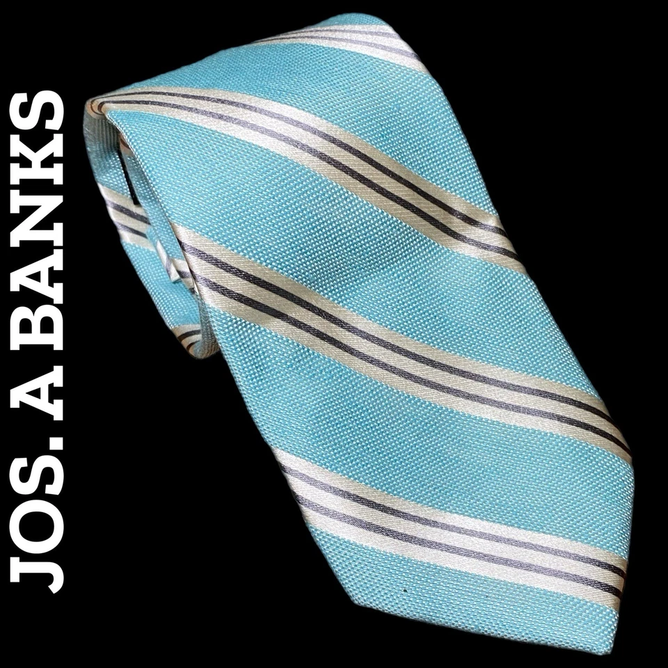 Jos. Corbata clásica A Banks Reserve para hombre a rayas seda lino corbata nueva con etiquetas Foto 1 de 4