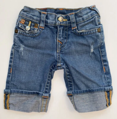 Pantalones de mezclilla True Religion Sophie desgastados capri con puños para niñas talla 4 Foto 1 de 4
