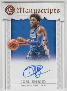 2016/17 PANINI EXCALIBUR JOEL EMBIID /149 AUTO MANUSCRIPTS AUTOGRAPH #M-JE 76ERS