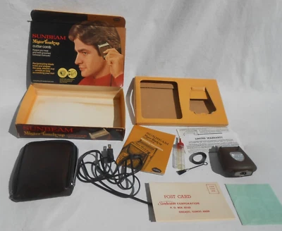 De colección 1975 Sunbeam 77-19 Mister Retoque Cortador Peine Estuche de Viaje Caja Completa Foto 1 de 4