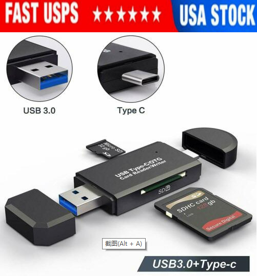 Card Reader USB 3.0 Type C Micro SD TF OTG Smart Memory Adapter Laptop Computer