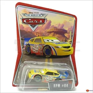 Disney Pixar World of Cars WoC series RPM #64 yellow diecast racer Mattel worn - Picture 1 of 3
