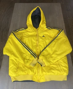 Giacca Adidas Vintage Nylon Poliestere L Giallo Grigio Pista Zip Reversibile Y2K LEGGI - Foto 1 di 24