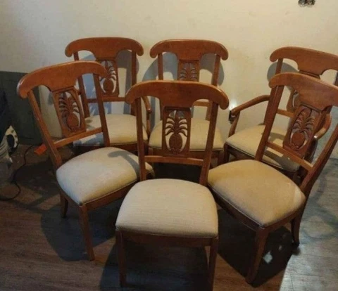 Ethan Allen Legacy Carved Pineapple Maple Wood Dining Chairs - Set of 6 Cover