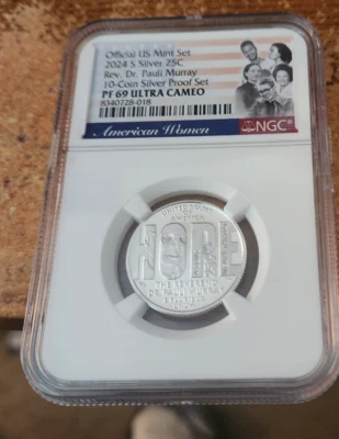 2024 s silver Rev Dr Pauli Murray quarter NGC PF 69 Ultra Cameo - Image 1 of 2