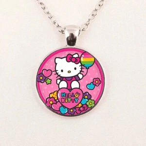 HELLO KITTY RAINBOW CAT Pendant 925 Sterling Silver 20" Necklace gold gift box - Picture 1 of 8