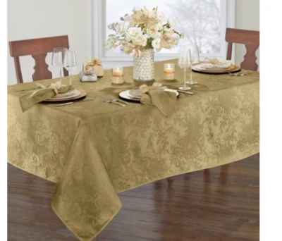 Elrene Poinsettia Elegance Jacquard Holiday Tablecloth - 60" X 84" Rectangle - G - Image 1 of 4