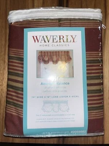 New 2 WAVERLY HOME CLASSICS VALANCE AMANDA SWEETWATER STRIPE Olive OR Red Stripe - Picture 1 of 4