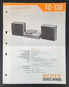 Sony TC-130 Cassette Tape Player Original Factory Service Guide Handbuch - Bild 1 von 3