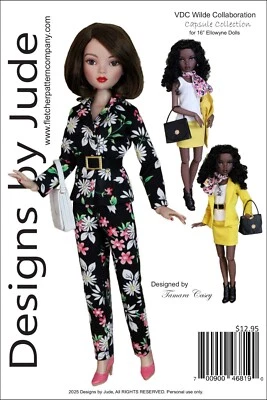 DESIGNS BY JUDE Capsule Collection, Doll Clothes Sewing Pattern for 16" Ellowyne Dolls Tonner