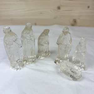 Vintage Chadwick 6 Piece Glass Nativity Set Holiday Figurines Collectible Decor - Picture 1 of 10