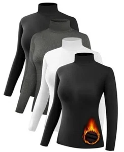 3/4 Pack Women’s Thermal Turtleneck Shirts Mock Medium 2 Black 1 Gray 1 White - Picture 1 of 8