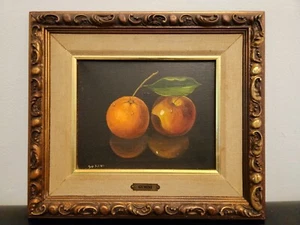 ANTONIO GUSINI SIGNED PAINTING OIL ON CANVAS ORANGE & APPLE VINTAGE 10×8 FRAMED - Picture 1 of 24