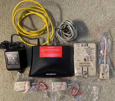 SpeedStream 5100 ADSL Broadband Modem/Router with power supply, cables & filters - Image 1 of 3
