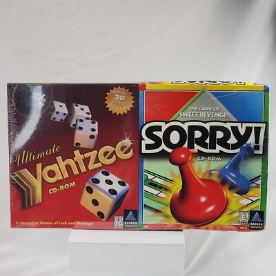 Vtg Ultimate Yahtzee & Sorry CD-ROM Hasbro PC Windows 95 Game Big Box SEALED NEW - Image 1 of 4