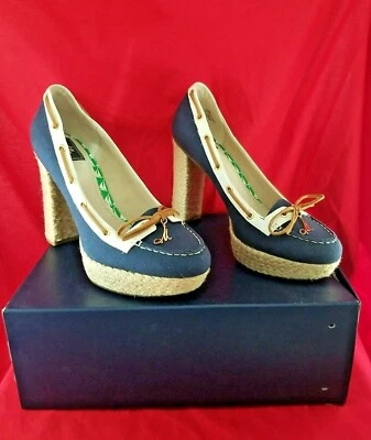 Milly for Sperry Top Sider Womens Espadrilles Platform Heels Canvas Navy Sz 10M - Image 1 of 4