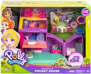 POLLY POCKET POLLYVILLE POCKET HOUSE W/ 10 ACCESSORIES *NEW* - Picture 1 of 6