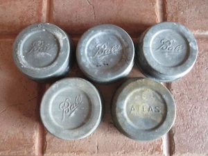 Lot of 5 Ball and Atlas Zinc Lids with Porcelain Inserts - Quart Jar Size - Picture 1 of 7