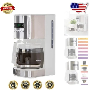 Elegante weiße Kenmore Kaffeemaschine für 12 Tassen - wiederverwendbarer Filter, Aromakontrolle - Bild 1 von 10