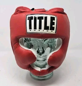 Title Boxing Full Face Headgear Red Size Large Training Sparring Excellent - Picture 1 of 11