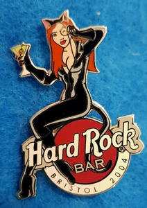BRISTOL BAR SEXY BLACK LEATHER CATWOMAN MARTINI LOGO GIRL Hard Rock Cafe PIN LE - Picture 1 of 1