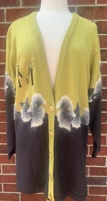 Cárdigan Mondi Tejido Relajado Suéter Botones Dorados Mezcla Lana Largo Talla 42 Foto 1 de 4