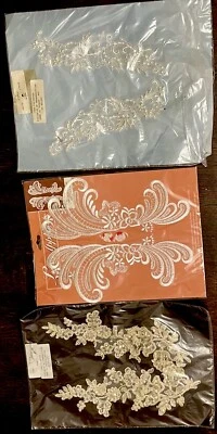 Vintage Wedding Costume Bridal Pearl Sequin Lace Appliqué Ornamentation Lot 3 - Image 1 of 4