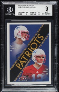2000 Fleer Tradition Rookies to Watch Dave Stachelski Tom Brady BGS 9 Rookie RC