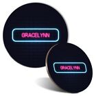 Mouse Mat & Coaster Set Neon Sign Design Gracelynn Name #353000