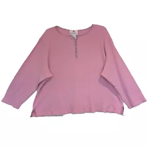 Quacker Factory Pink Waffle Knit Sweatshirt Size 3X - Picture 1 of 16