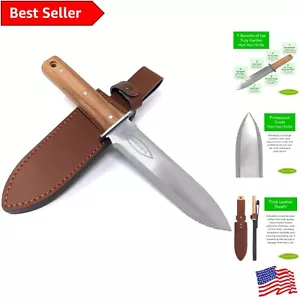 Comfortable Grip Hori Hori Garden Knife - Full Tang Blade, Leather Sheath - Picture 1 of 11
