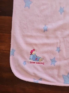 Paddington Bear Pink Blue Star Fleece Baby Blanket Comforter STAR GAZING Baby - Picture 1 of 5