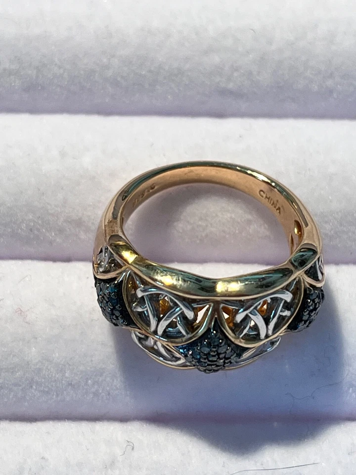 Anillo Victoria Wieck Diamante Azul Dos Tonos Talla  Foto 1 de 4