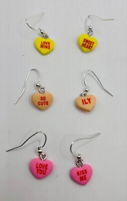 Juego de pendientes amarillos Sweethearts Candies Saying - Lote de 3 juegos Foto 1 de 2