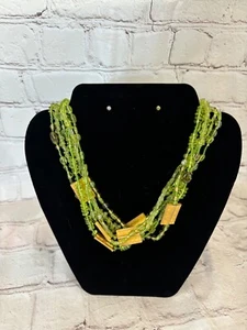 Vintage mehrsträngige natürliche Peridot Stein Halskette - Bild 1 von 8