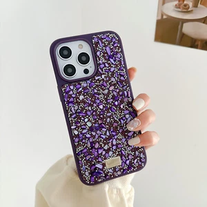 For iPhone 14 13 Pro Max Stone Bling Back Case Glitter Diamond luxury Soft Cover - Picture 1 of 17
