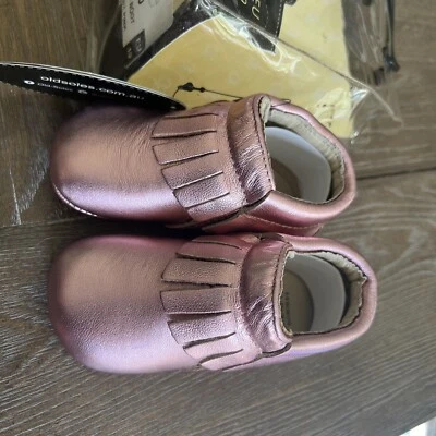 NEW Old Soles Mary Jane Crib Shoes 6-9 months pink fringe boots baby EU 19 - Image 1 of 4
