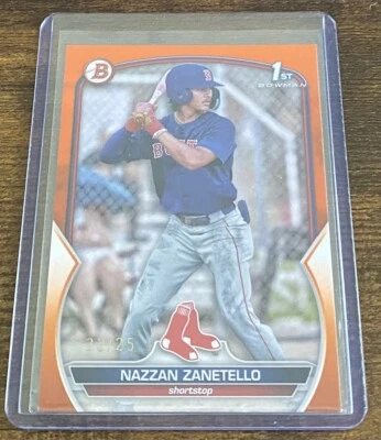 Nazzan Zanetello 2023 Bowman Draft 1st Bowman Orange /25 #BD-3 Boston Red Sox - Image 1 of 2