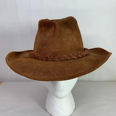 Sombrero de vaquero de cuero marrón Minnetonka talla M (7-7 1/8) Foto 1 de 4