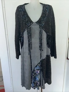 XXL 18 Dress Wool Blend Stretch Panel Long Sleeve VNeck midi Winter SOLITAIRE - Picture 1 of 8
