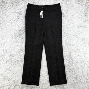 Talbots Pants Women 12 Black NWT Heritage Wool Silk Tweed Fleck Donegal Wide Leg - Picture 1 of 15