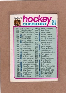 1975-76 O PEE CHEE HOCKEY #267 LISTA DE VERIFICACIÓN 221-330 GD/VG *A38157 - Imagen 1 de 1