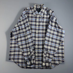 Polo Ralph Lauren Big Shirt Men XL Blue Yellow Plaid Long Sleeve Pony Logo - Picture 1 of 12
