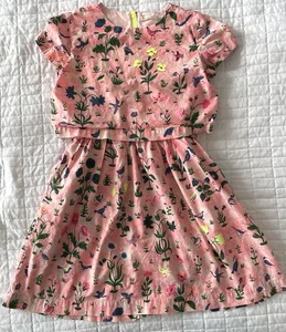 JCREW Crewcuts Girls Pink Tropical Tiered Dress Size 12 Style F4210 Back Zip - Picture 1 of 8