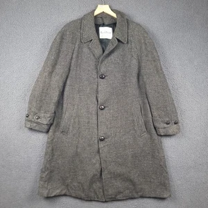 Cappotto vintage HARRIS TWEED uomo XL grigio antracite lungo soprabito lana check J&F - Foto 1 di 14