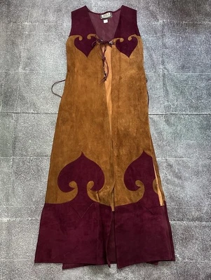 Women's Vintage 70's Santa Fe Leather Co Suede Handmade Vest Poncho Jacket Sz 10 - Image 1 of 4