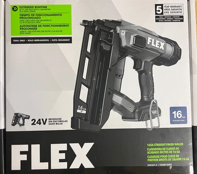Herramienta clavadora FLEX FX4321-Z 24V inalámbrica calibre 16 2-1/2" acabado recto solo NUEVA* Foto 1 de 2