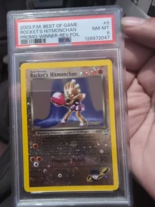 Pokemon PSA 8 Rocket's Hitmonchan Reverse Holo Best of Game Winner Promo W/Swirl - Picture 1 of 15